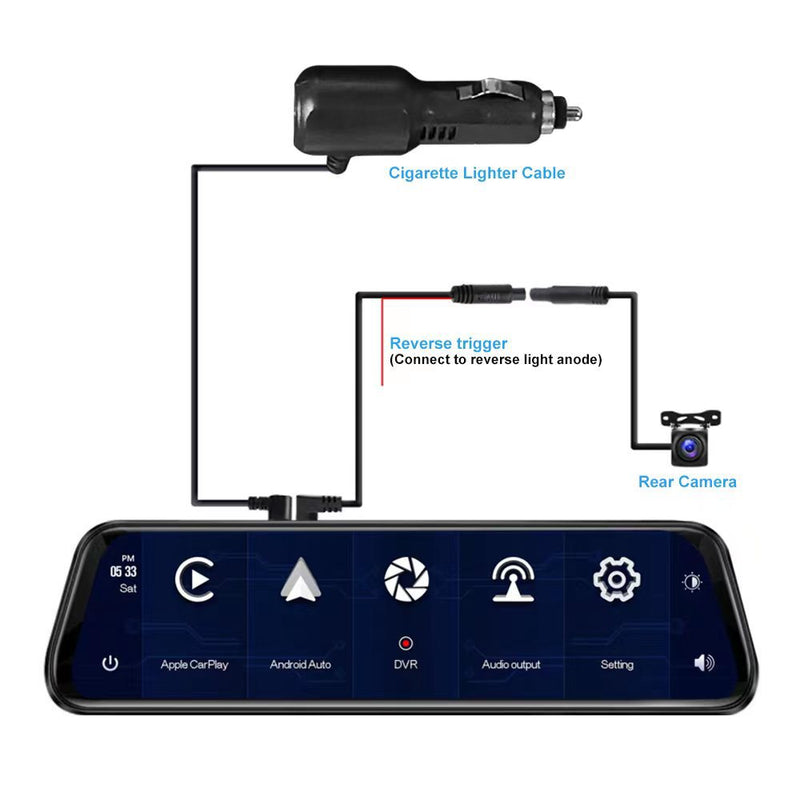 9.66-inch 1080p Rearview Mirror Streaming Media Driving Recorder Wireless Projection Screen Android AUTO Apple CARPLAY