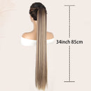 Ponytail Wig 34inch Long Straight Ponytail Bow Tie Braids