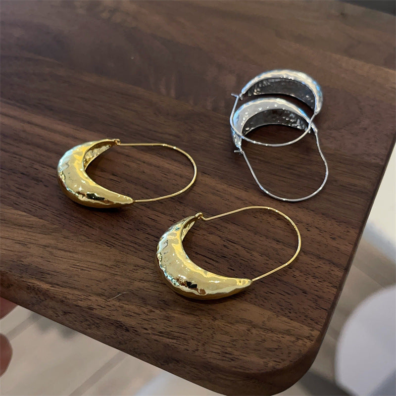 Sail Boat-Shaped Embossed Large Earrings Personalized 18K Gold Plated Simple Fashion Ear Buckles Atmospheric Ear Jewelry