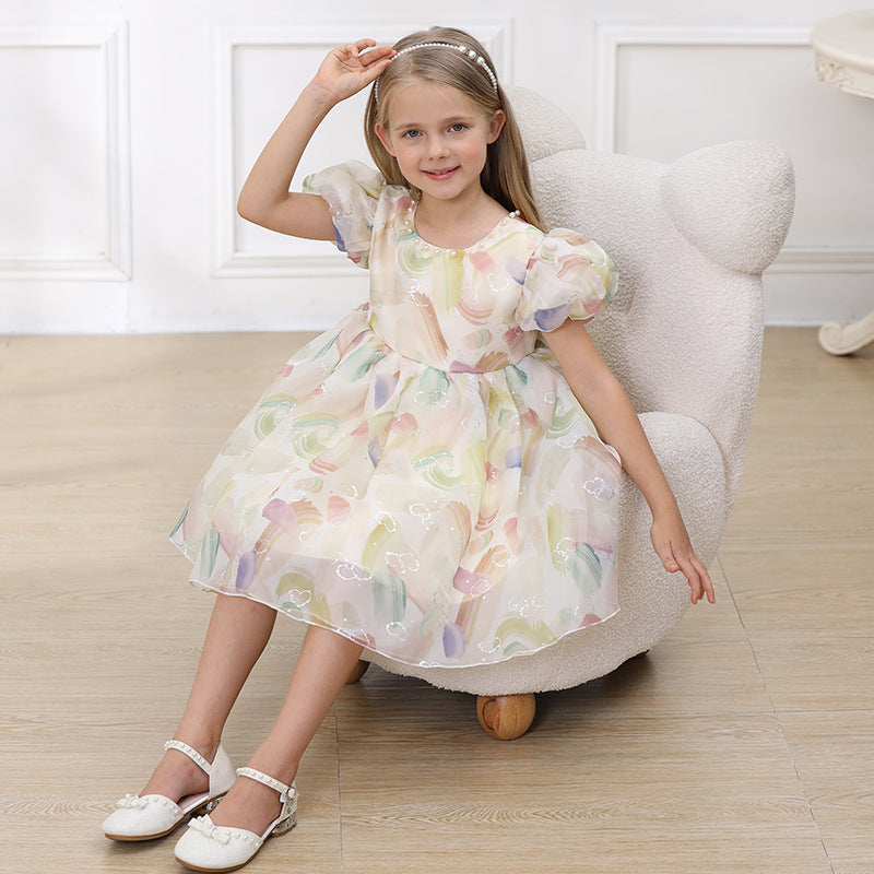 Girls Dress Summer Short-sleeve Princess Dress