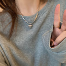 Cold Wind Three-dimensional Love Square Necklace Female Ins Niche Design Sense Titanium Steel Does Not Fade Sweater Chain Accessories