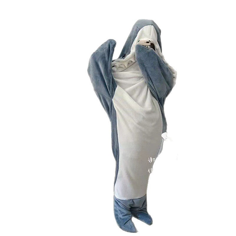 New Shark Sleeping Bag Super Soft Flannel Shark Hoodie Killer Whale Loose One-piece Adult Camping Sleeping Bag