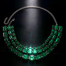 Cross-Border Hot-Selling Colorful Multi-Layered Square Diamond Necklace, Personalized And Versatile European And American Style Exaggerated Full-Diamond Clavicle Chain Necklace