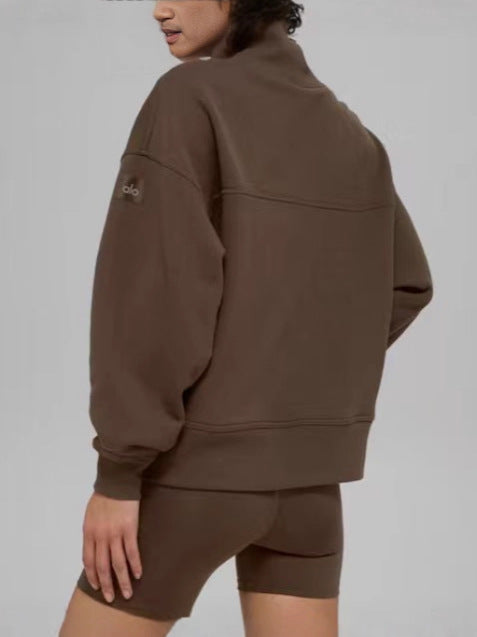 Cross-border New High-neck Round Neck Comfortable Casual Sports Sweatshirt Letter Patch Temperament Correct Version For Commuting