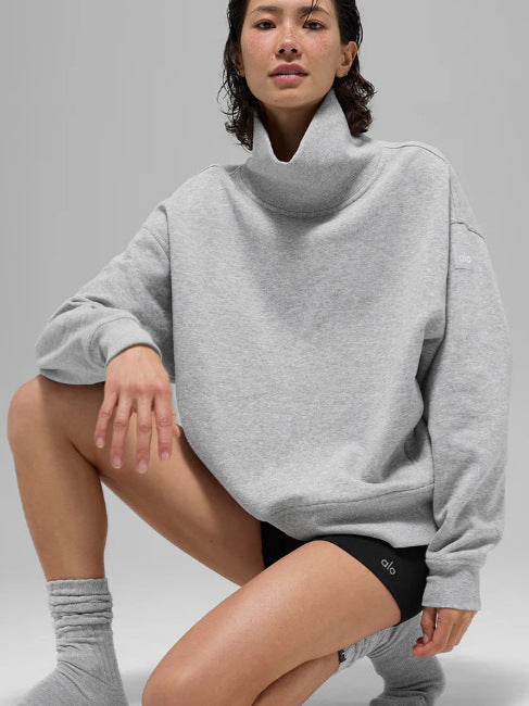 Cross-border New High-neck Round Neck Comfortable Casual Sports Sweatshirt Letter Patch Temperament Correct Version For Commuting