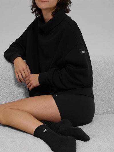 Cross-border New High-neck Round Neck Comfortable Casual Sports Sweatshirt Letter Patch Temperament Correct Version For Commuting