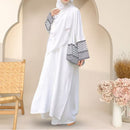 In Stock 2025 New Three-Piece Set Muslim Southeast Asian Solid Color Cotton Linen Wrinkle Fashionable Loose Plus Size Robe