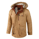 Plus Fleece Cotton Jacket Mid-length Casual Jacket With Detachable Hood Jacket Men&