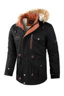 Plus Fleece Cotton Jacket Mid-length Casual Jacket With Detachable Hood Jacket Men&