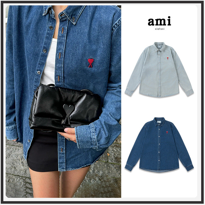 Cross-border Ami Denim Jacket 2025 New Love Weaving Casual Loose European Style Couple Short Cardigan Long Sleeves