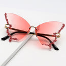 Cross-border Hot Sale Large Frame Metal Butterfly Powder Sunglasses Punk Personalized ISN Siaman Split Rihanna Sunglasses