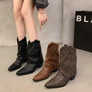 Vintage Studded High Pant Boots French Women&