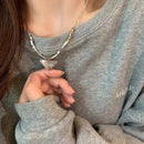 Cold Wind Three-dimensional Love Square Necklace Female Ins Niche Design Sense Titanium Steel Does Not Fade Sweater Chain Accessories