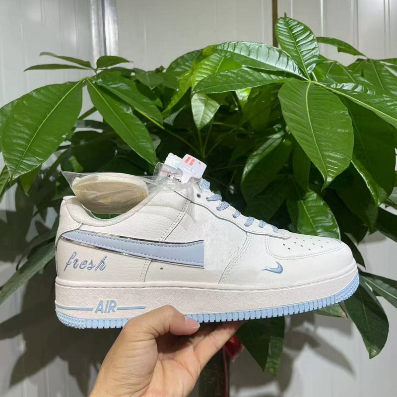 AF1 Air Force One Milan White Blue Low Couple White Shoes Casual Shoes