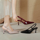 French High Heels Stiletto Heel 2025 New Plus Size Women&#039;s Shoes Toe Sandals Women&#039;s Summer Pointed Toe Empty Heel Shoes