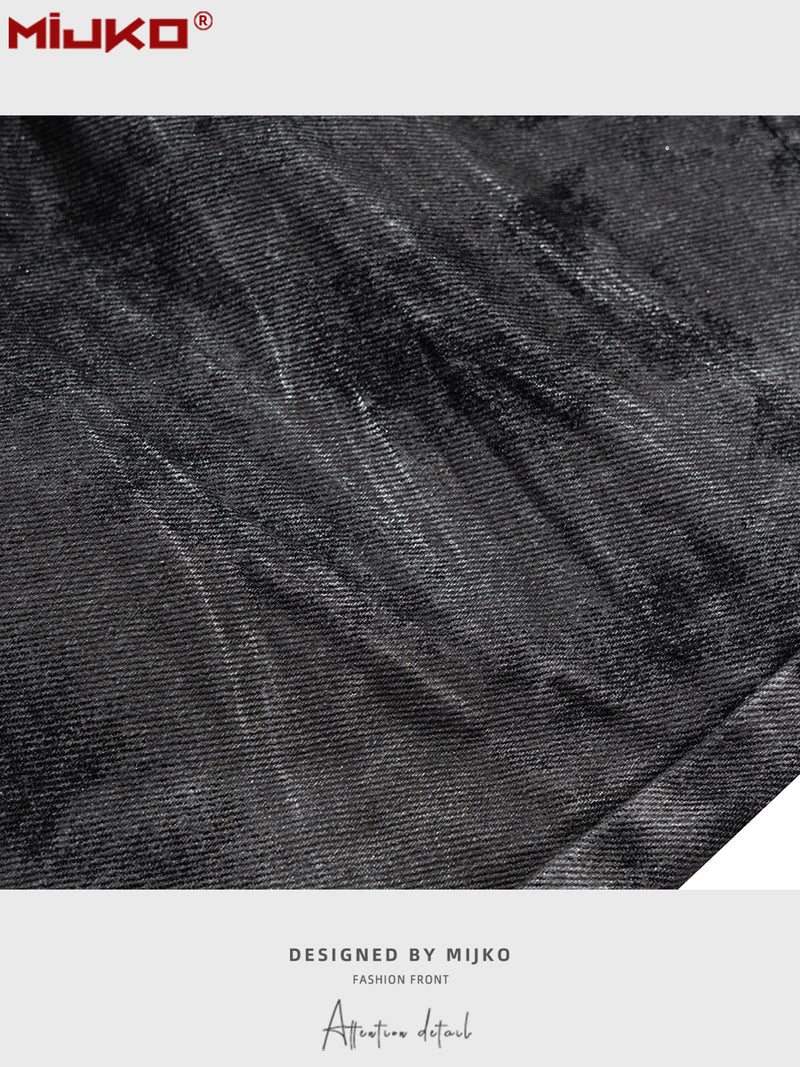 Men&#039;s High Street Wide-leg Black Trousers Men&#039;s And Women&#039;s Same Neutral Hand-brushed Glitter Skinny Jeans