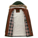 Plus Fleece Cotton Jacket Mid-length Casual Jacket With Detachable Hood Jacket Men&