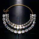 Cross-Border Hot-Selling Colorful Multi-Layered Square Diamond Necklace, Personalized And Versatile European And American Style Exaggerated Full-Diamond Clavicle Chain Necklace