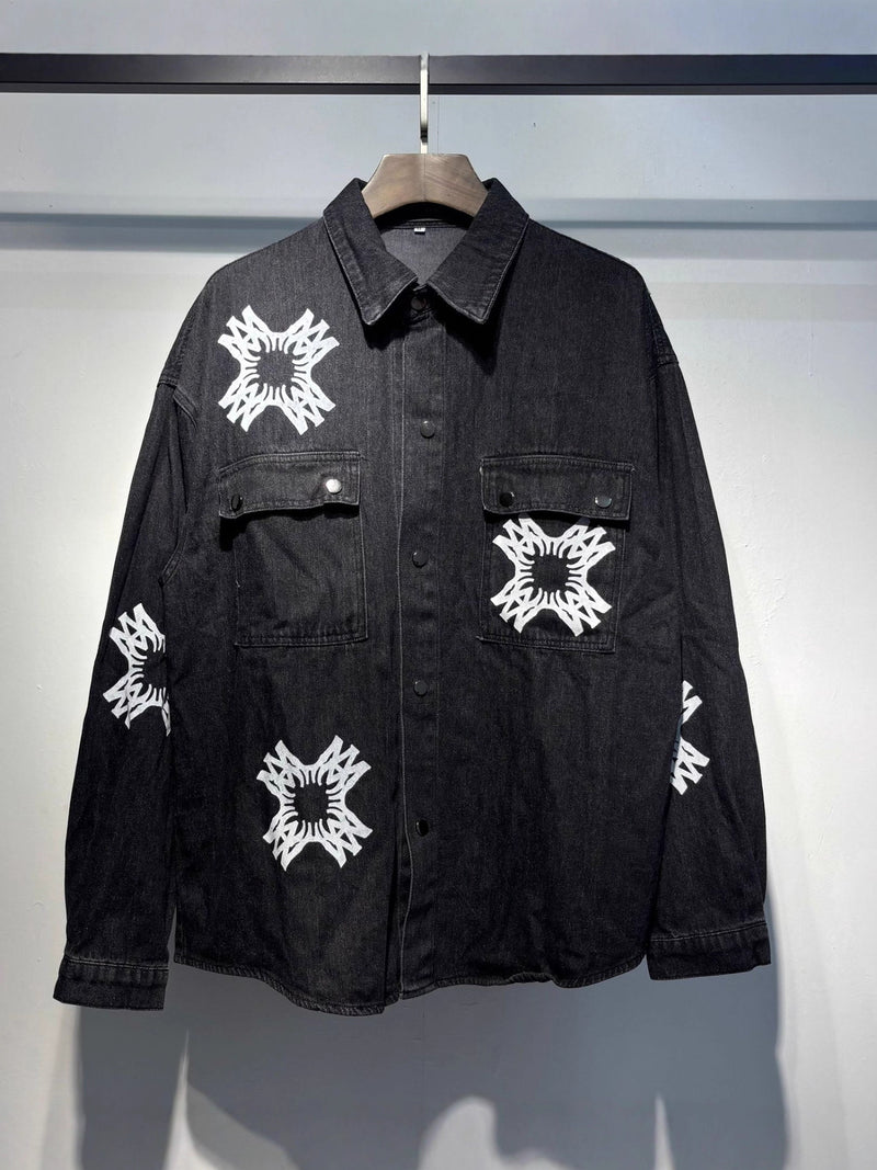 2025 Spring And Autumn New AMI Letter Logo Printed Pattern Denim Jeans Jacket For Men And Women, One Piece Batch