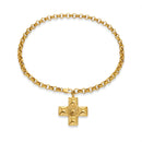18K Gold-Plated Titanium Steel Cross Spinning Bead Chain Necklace