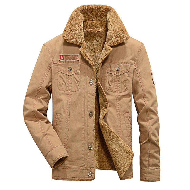 Velvet Thickened Washed Cotton Military Lapel Jacket Cotton Clothing Jacket