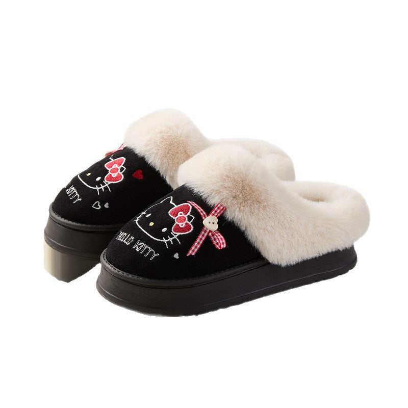New Autumn And Winter Sanrio Home Indoor Plush Slippers Non-slip Warm Cotton Slippers Home Thick-soled Cotton Slippers For Women