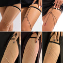 European And American Cross-border Jewelry Sexy Beach Imitation Pearl Body Chain Simple Stretch Star Rhinestone Tassel Thigh Chain