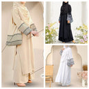 In Stock 2025 New Three-Piece Set Muslim Southeast Asian Solid Color Cotton Linen Wrinkle Fashionable Loose Plus Size Robe