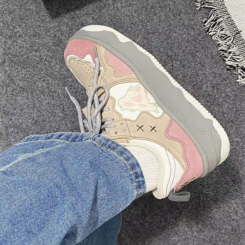 Retro Student Sneakers Women&#039;s Spring New Color Matching Platform Board Shoes Women&#039;s Trendy All-match White Shoes