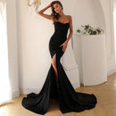 New Sexy Fishtail Dress Solid Color Strapless Party Evening Dress For Women