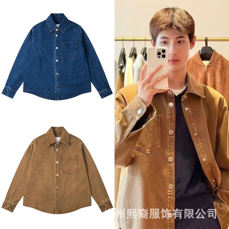 Autumn And Winter New Love Embroidered Men&#039;s And Women&#039;s Lapel Jacket