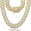 Hip-hop New 18mm Double-row Zircon Necklace European And American Style Hiphop Street Trend Men&