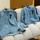 Cross-border Ami Denim Jacket 2025 New Love Weaving Casual Loose European Style Couple Short Cardigan Long Sleeves