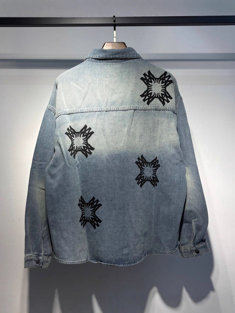 2025 Spring And Autumn New AMI Letter Logo Printed Pattern Denim Jeans Jacket For Men And Women, One Piece Batch