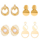 Pleated Geometric Glossing Earrings Women&