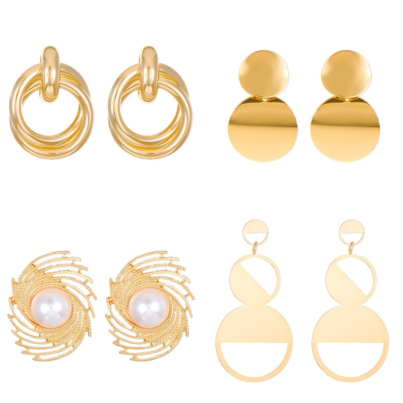 Pleated Geometric Glossing Earrings Women&
