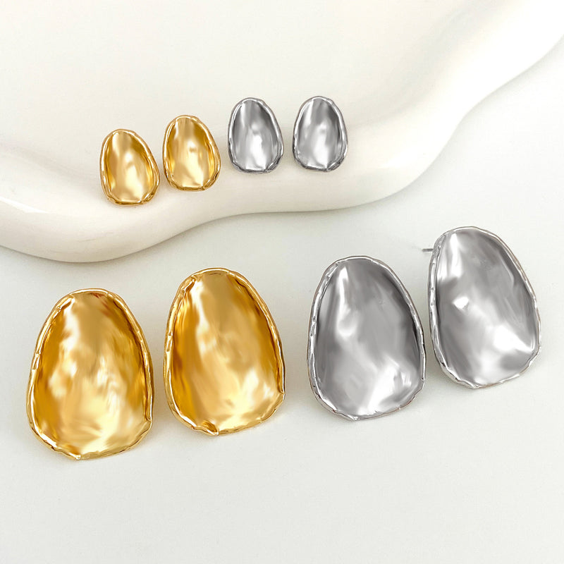 Pleated Geometric Glossing Earrings Women&