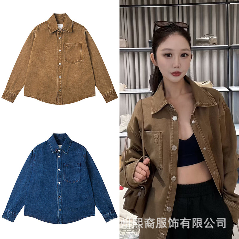 Autumn And Winter New Love Embroidered Men&#039;s And Women&#039;s Lapel Jacket