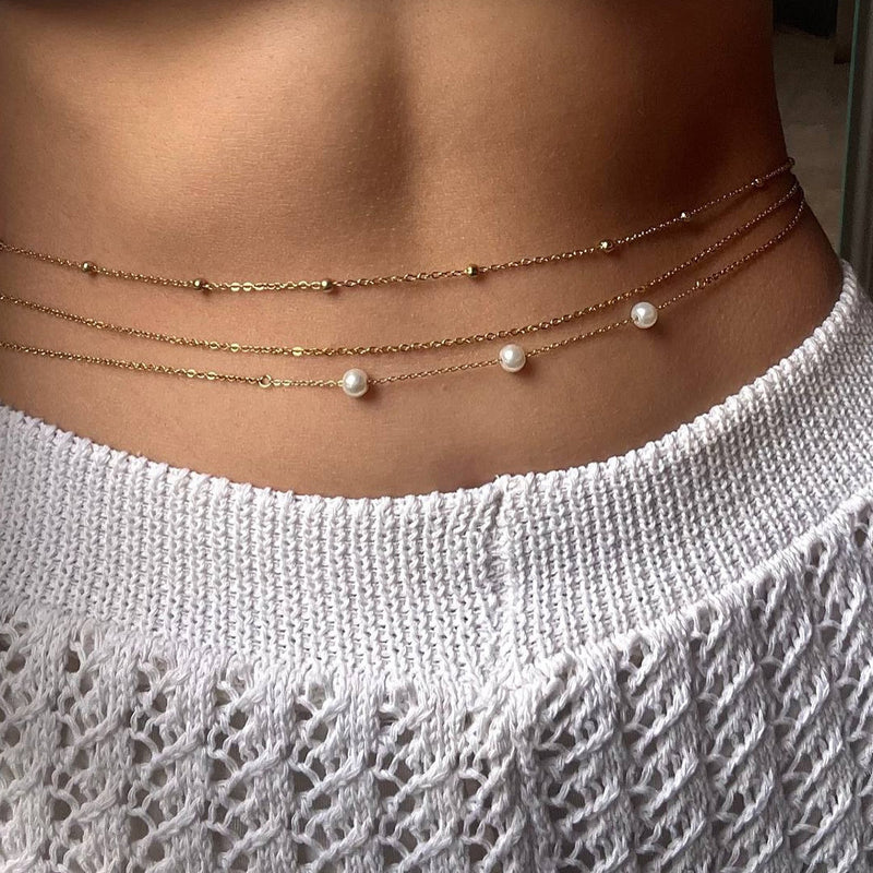 European And American Foreign Trade Hot-Selling Simple Sequin Chain Waist Chain Sexy Multi-Layered Pearl Waist Chain Simple And Versatile Body Chain
