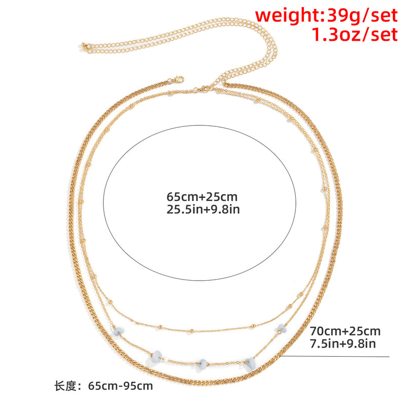 Sexy Beach Holiday Style Gravel Waist Chain Female European And American Cross-border Trend Punk Metal Chain Multi-layer Body Chain