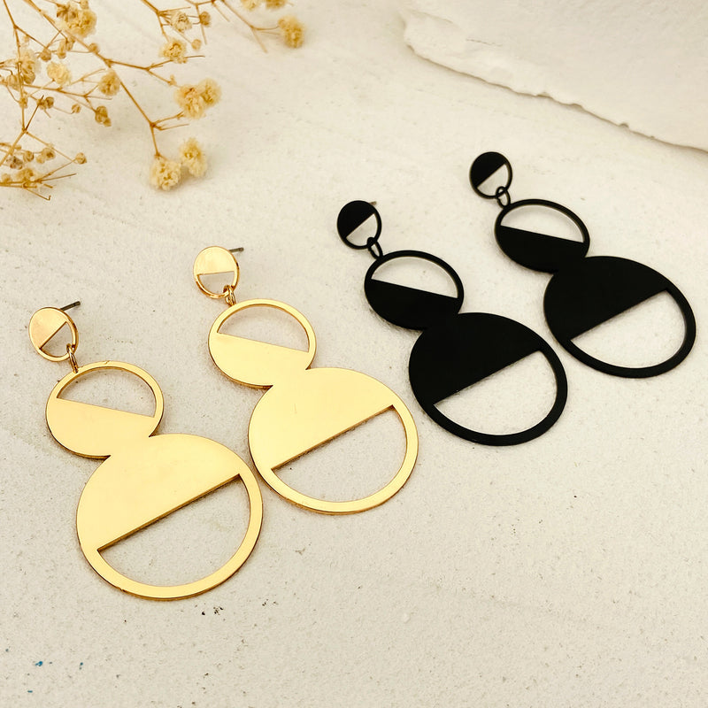 Pleated Geometric Glossing Earrings Women&