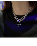 Cold Wind Three-dimensional Love Square Necklace Female Ins Niche Design Sense Titanium Steel Does Not Fade Sweater Chain Accessories