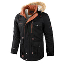 Plus Fleece Cotton Jacket Mid-length Casual Jacket With Detachable Hood Jacket Men&