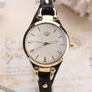 Quartz Watch Ladies Leather Fine Strap Solid Color Fashion Women&