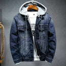 Black Fleece Denim Jacket Men&#039;s Winter Thickened Padded Jacket Men&#039;s Hooded Warm Top Casual Jacket Jacket
