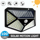 100 LED Solar Wall Lamp 4 Sides Luminous With Motion Sensor Human Induction Courtyard Waterproof Stairs Outdoor Wall Light