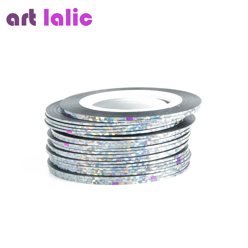 10 Rolls Nail Art Striping Tapes, Nail Liner Stickers, Nail Decals, 1mm Adhesive Stickers for Nail Tips Styling