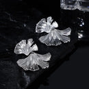 Simple Silver Color Metal Big Plant Ginkgo Leaf Earrings for Women Fashion Statement Stud Earring Jewelry Gift Pendiente