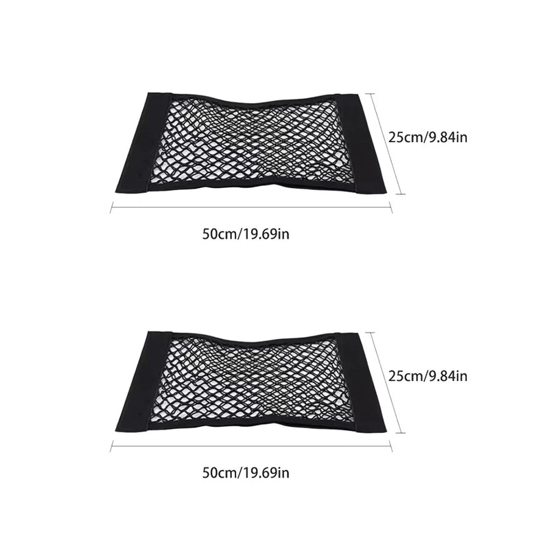 Car Storage Net Stretchable Mesh Pocket Net Magic Elastic Sticker Universal Rear Mesh Trunk Seat Bag Pocket Cage Auto Organizer