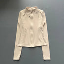 Quick Dry Stand Up Collar Fitness Jacket For Women Slim-Fit Zipper Yoga Wear Long Sleeve Breathable Running Sports Cycling Top